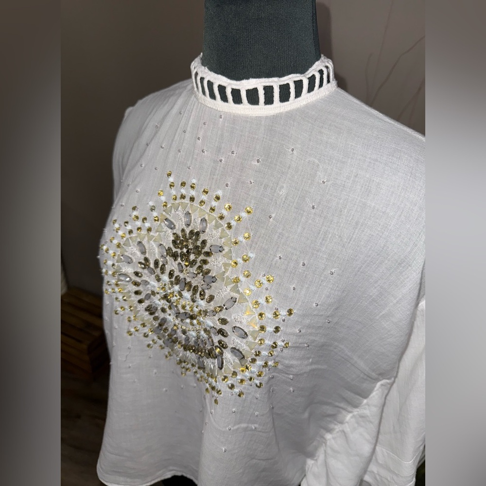 Free People • Heart of Gold Button Back Cotton Blouse - Picture 4 of 16